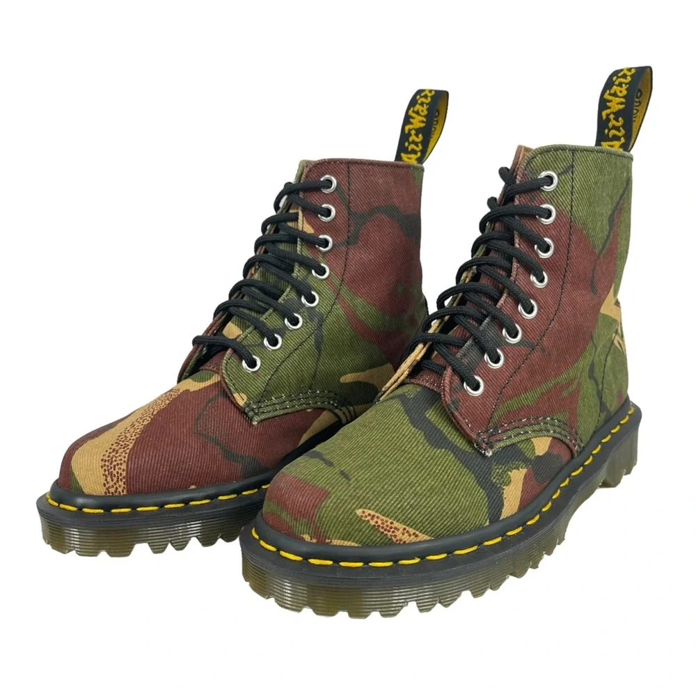 Dr. Martens Men 5‎ Women 6 Camo Lickwax Canvas Lace Up Boots Made in England